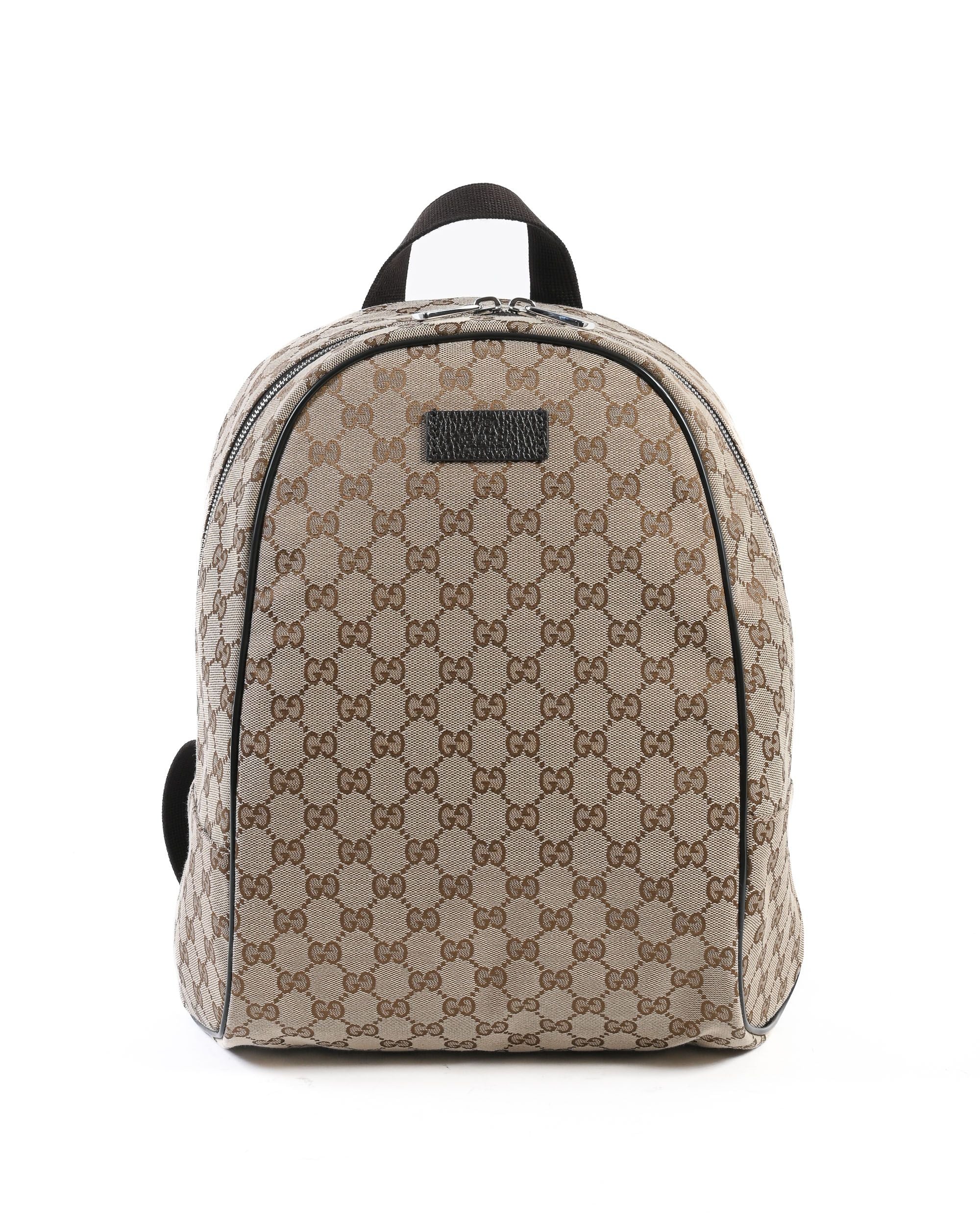 Gucci Logo Leather Logo Canvas Schoolbag Backpack Unisex / / Brown Classic 449906-KY9NN-9873